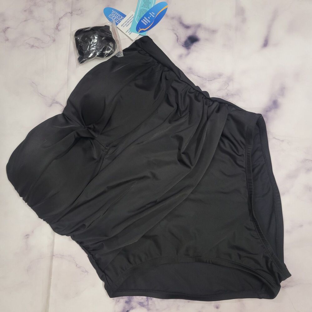 Wave Zone Black One Piece Swimsuit 2X